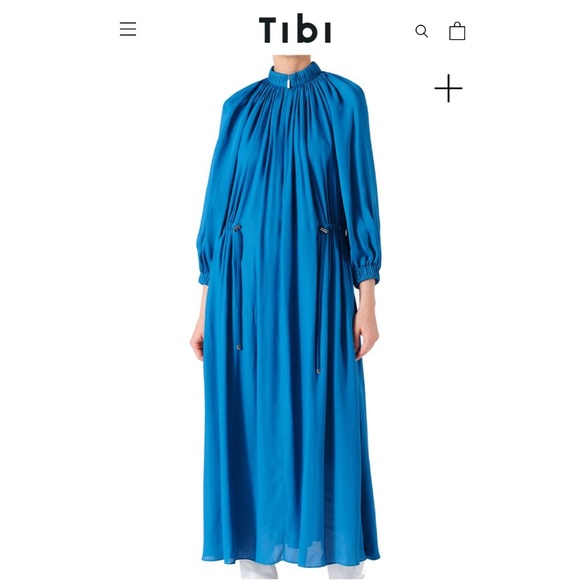 TIBI Runway Georgette Midi Drawstring Dress - Picture 1 of 8